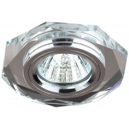 Светильник DK5 SH/SL ЭРА декор стекло многогранник MR16 12V 50W GU5.3 серебрянный блеск серебро (50/